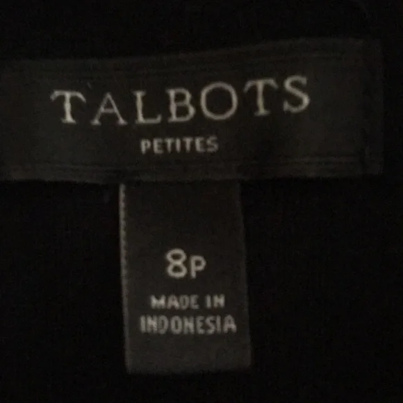 Talbots like new black knit sheath dress faux leather trim size 8P - Picture 3 of 4